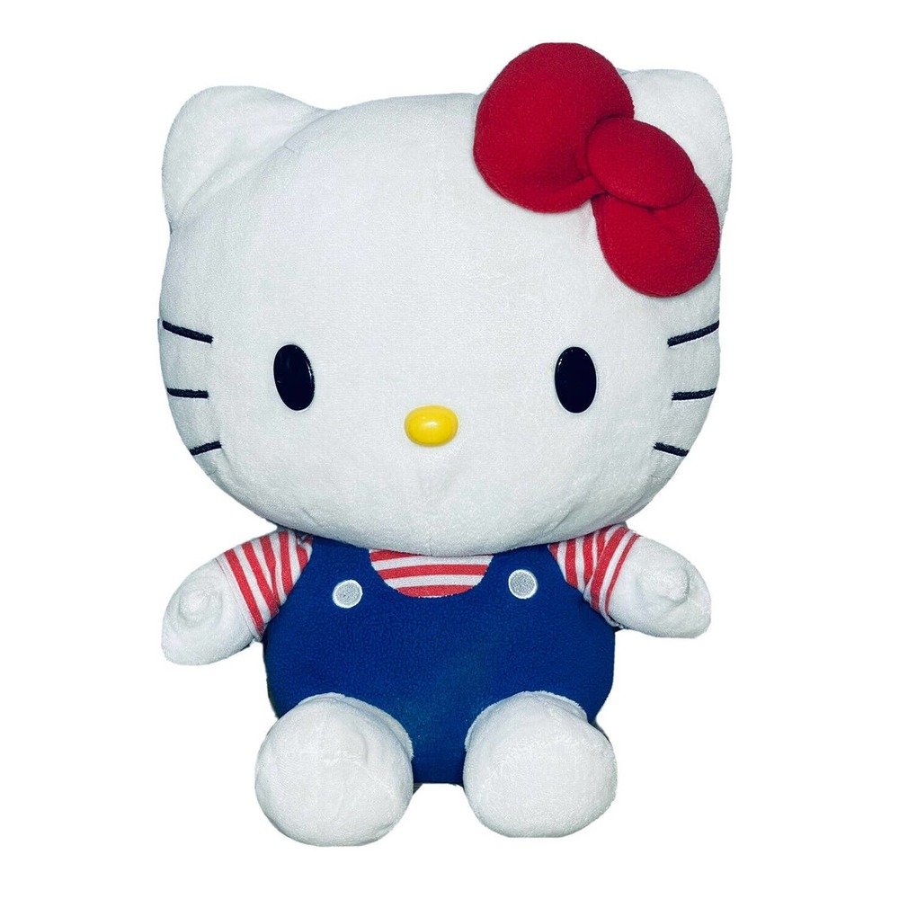 Hello Kitty Sanrio Plush Stuffed Animal Toy French 17” Length 15" Sitting Bow